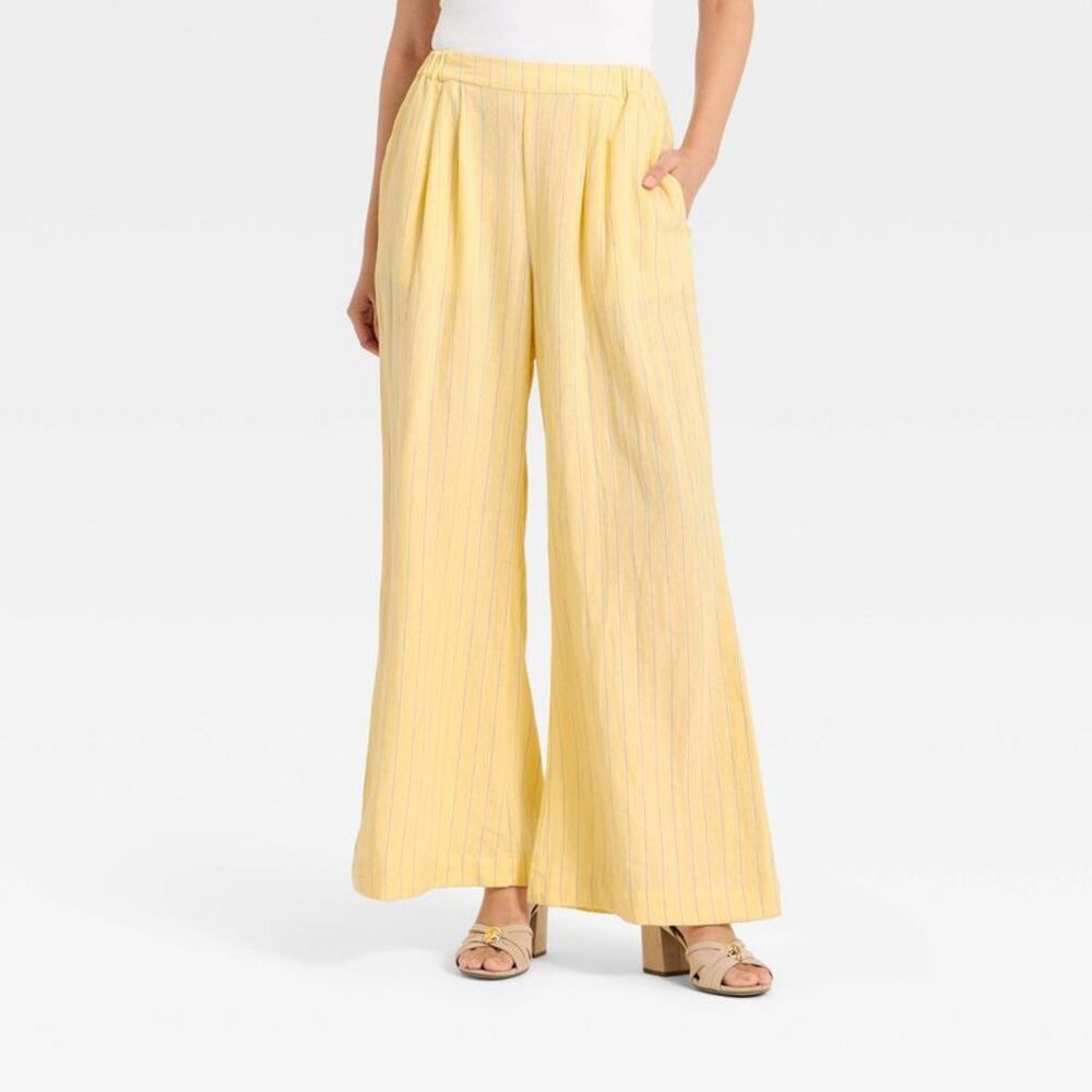 Women's Relaxed Linen Trousers - A New Day Yellow S